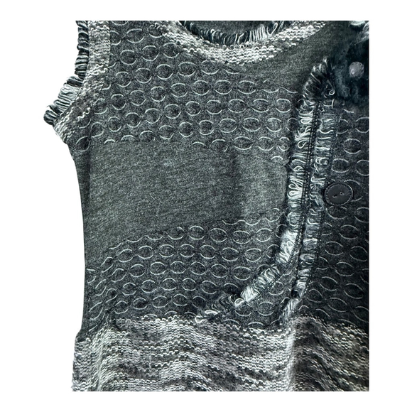 Whish Gray Knit Sweater Dress S Fringe Rosette Detail Artsy Textured Boho - Picture 5 of 11